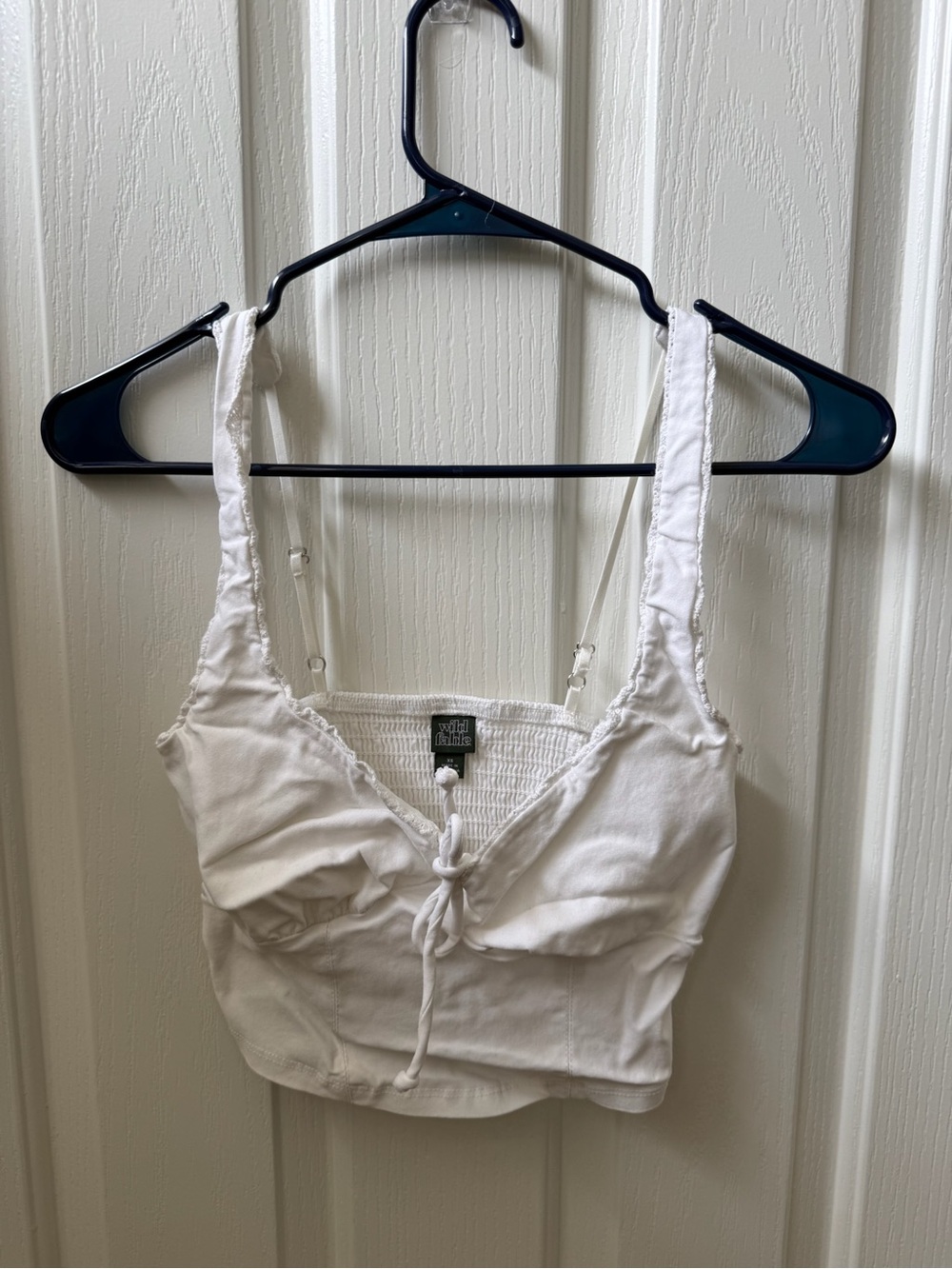 wild fable White Smocked Tie-Front Crop Camisole